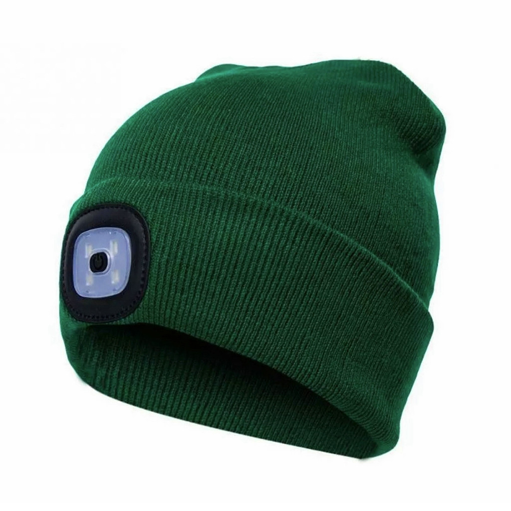 Helle LED Beleuchtete Beanie Kappe Unisex Wiederaufladbare Scheinwerfer Hut Reparatur Kappe Herbst Winter Nacht Angeln Kappe: GN