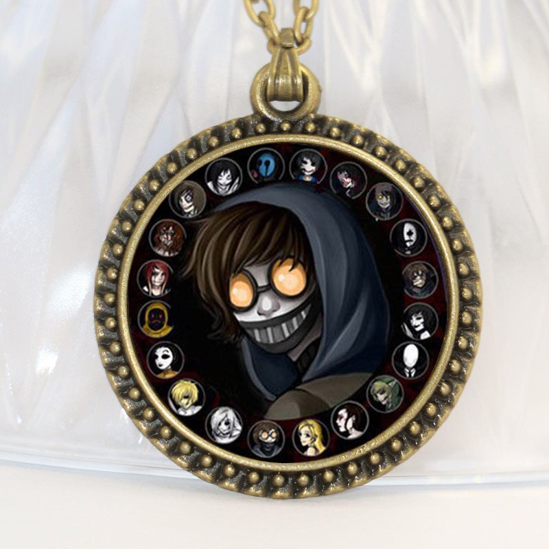 Accessory For Kids Creepypasta CREEPY PASTA TICCI TOBY Necklace Glass Bronze Pendant chain JEFF THE KILLER HZ1: 7Antiqure bronze2