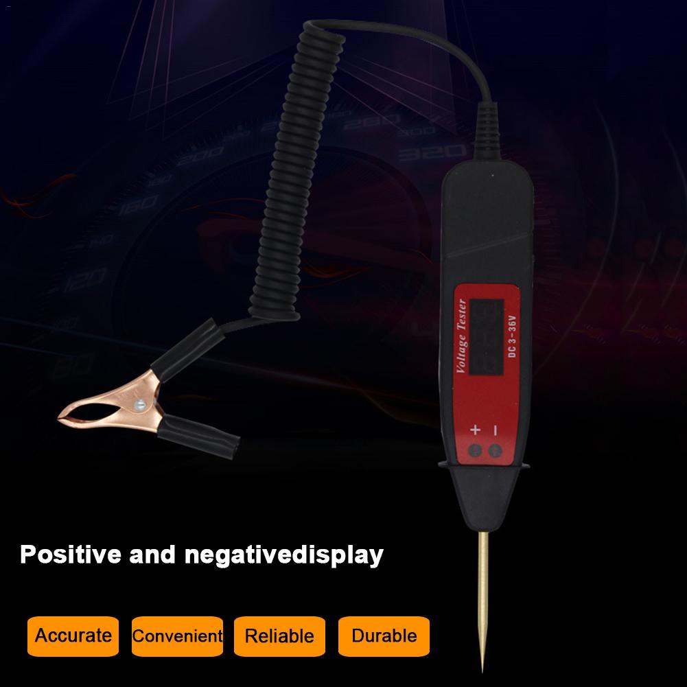 Car Digital LCD Circuit Tester Digital Display Car Voltage Detection Pen Automobile Maintenance Voltage Test Pen DC5-36V