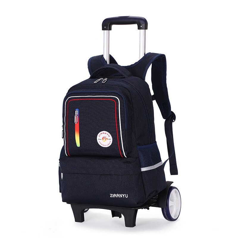 Abnehmbare Kinder Schule Taschen für Mädchen Junge Schule Rucksack Mit 2/6 Räder Trolley Rucksack Kinder Gepäck Tasche Reise Rucksack: big wheel black