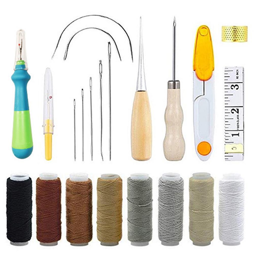 22/29pcs Upholstery Repair Kit Leather Sewing Craft Tool Kit Large-eye Stitching Needles: 22 piece set