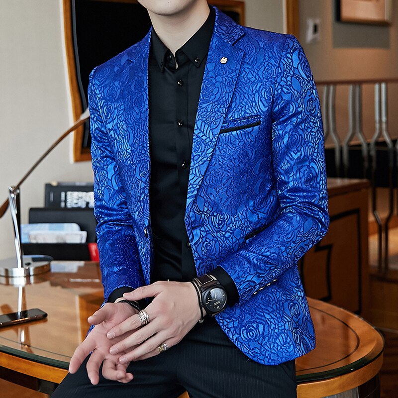Traje pequeño bordado con patrón oscuro para hombre, traje de primavera y otoño, tendencia de Edición coreana, única occidental, combina con todo,