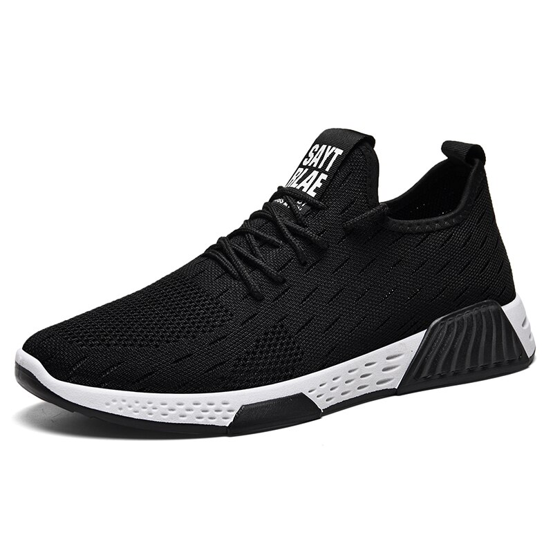 Billiga tennisskor för män sportskor utomhusluft andas komfort manliga mesh sneakers promenader joggingsko tenis masculino: Svart / 9.5