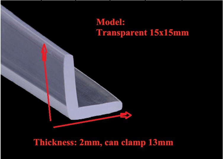 Glass Angle Corner Protector, Anti-collision Gasket,,Silicone Sealing Bar, 16mm x 16mm, 12mm x 12mm x 2mm, 2m, Transparent: Transparent 15x15mm