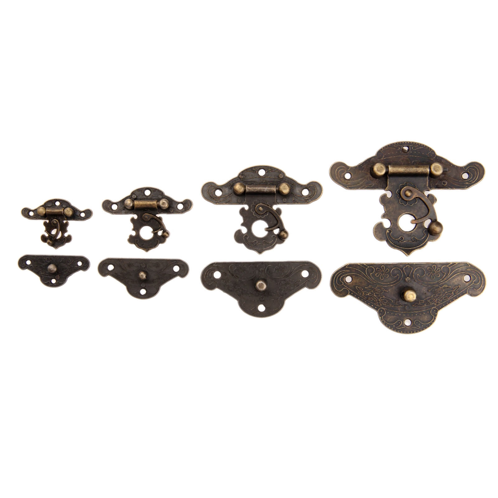 1PC Antike Bronze- Schrank Kasten verriegeln Haspe Möbel Hardware- Dekorative verriegeln Holz Schmuck Kasten Haspe Pad Brust sperren