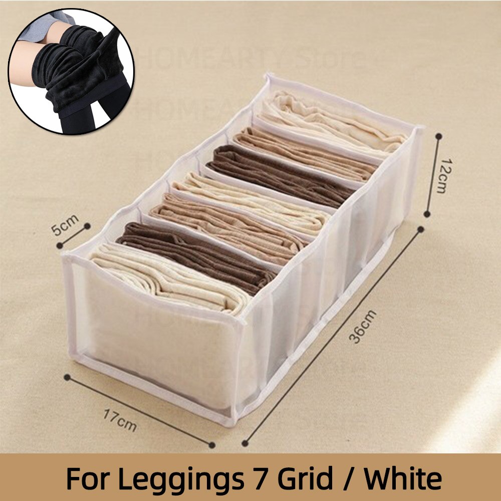 Organizador de armario para ropa interior, caja de almacenamiento para calcetines, bolsa de almacenamiento para armario, sujetador, pantalones, cajón divisor: Clothes-7GridsWhite