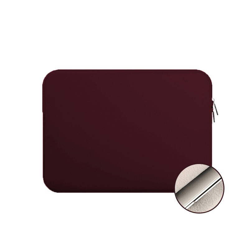 Yicana 11 12 13 14 15 15.6 inch Laptop Sleeve case For Macbook Air Pro Ultra-book Notebook computer Soft Plush lining Zipper Bag: Wine-Red / 15.6 inch