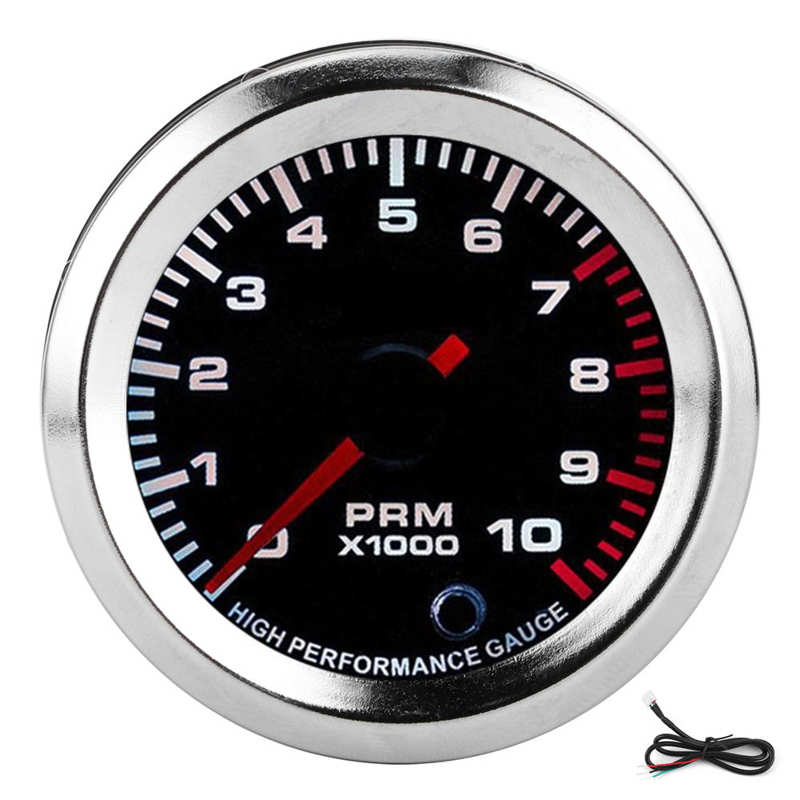 Tacho Gauge 52mm/2in Universal 7 Colors Tachometer Meter with Measuring Range 0-10000RPM