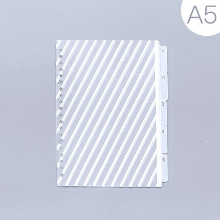 5 Sheets/pack A5/B5 Binder Index Dividers Classification Card 20/26 Hole Binder Foil Index Divider Accessories: A5
