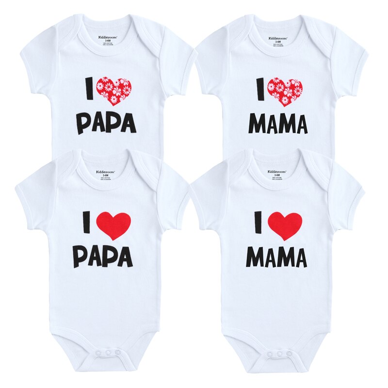 Baby Bodysuit Voor Zomer Pasgeborenen Kleding Korte Mouwen I Love Mama Papa Twins Baby Kleding Kids Jumpsuit Jongens Meisjes Bodysuit