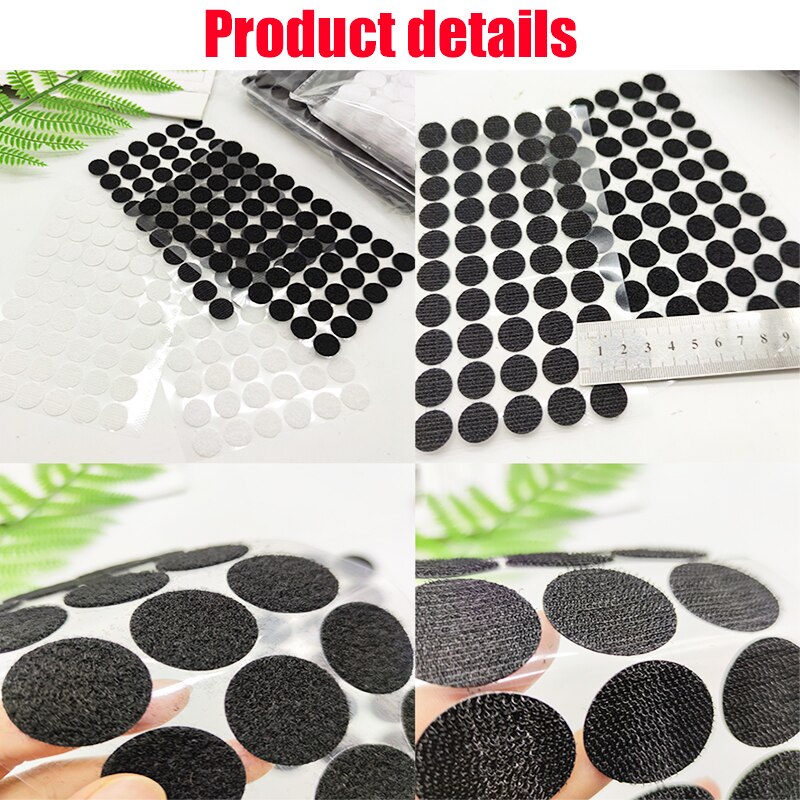 100Pairs/Black And White Round Double-Sided Velcro Tape, DIY Small Tear Self-Adhesive Tape, With Self-Adhesive Label