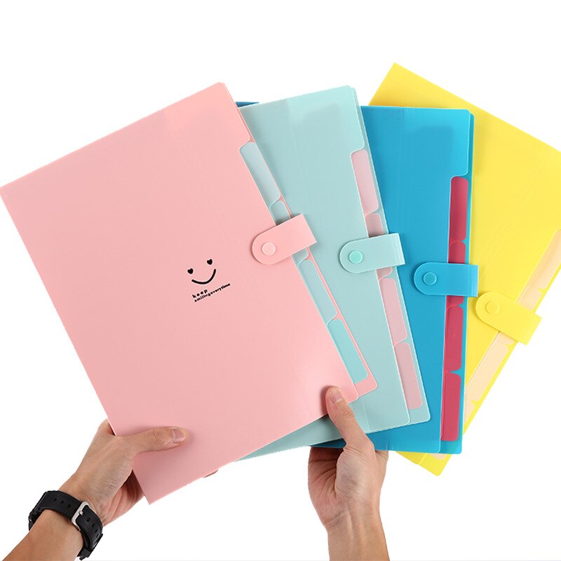 4Pcs/set Office Plastic Folders Multi Pocket Organizer A4 File Expansion Document Folder Office Supplies