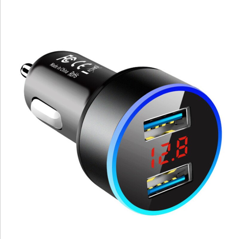 Usb car charger, fast charger for iphone 11 12 samsung  s20, xiaomi, huawei, charger with led indicator, fast charging 3,1 dual usb charger: Black