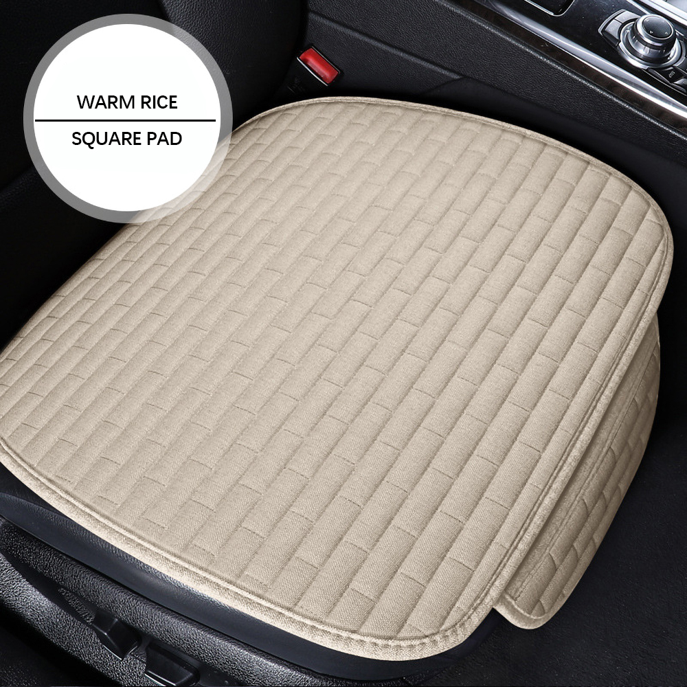 Car Seat Cover Front/Rear Flax Seat Protect Cushion Universal Breathable Comfortable Automobile Protector Pad Car Covers Mat: C