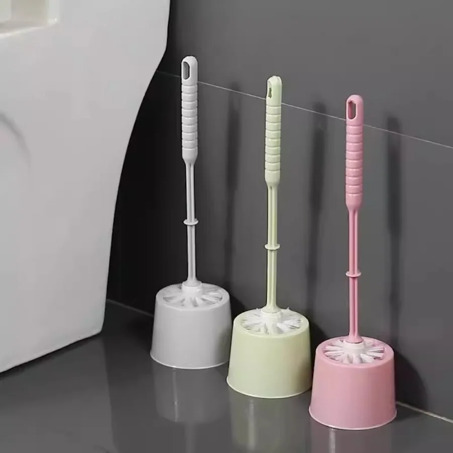 Juego de cepillos de inodoro elegantes para el hogar, cepillo de limpieza de inodoro sin ángulo muerto, mango largo, cepillo de limpieza de inodoro de pelo suave