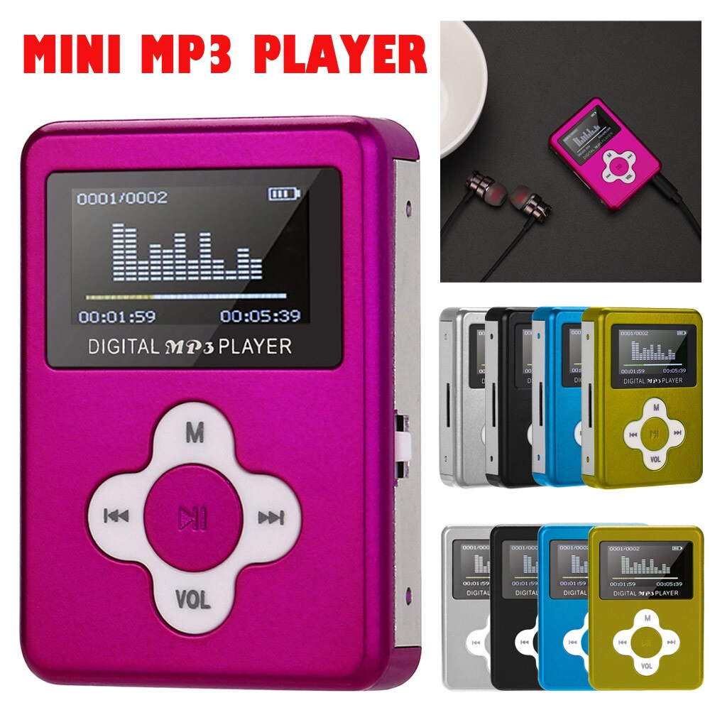 Portable USB Mini MP3 Player LCD Screen Support 32GB Micro SD TF Card Mini Sport MP3 Player Music Player