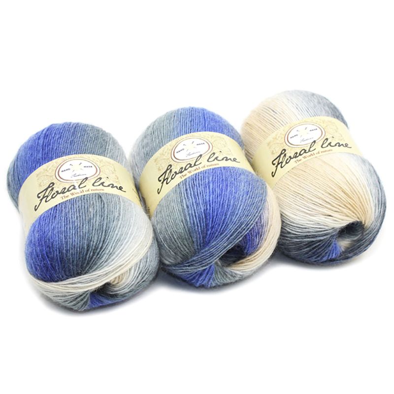 Soft Worsted Yarn Rainbow Gradient Colors DIY Baby Knitting Wool Shawl Scarf Crochet Thread Supplies: 15