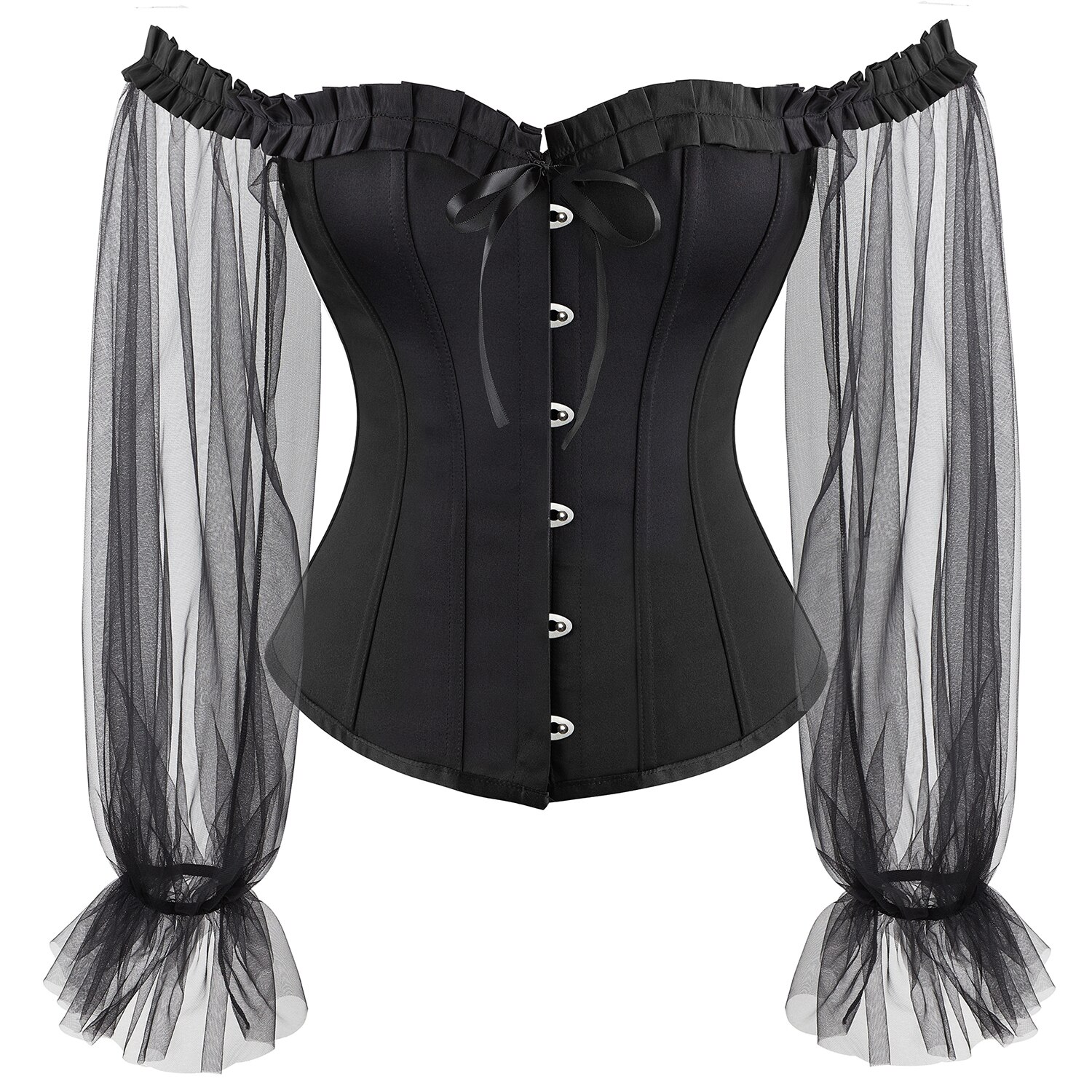 Corpiño gótico y corsé para adelgazar la cintura, corsé para mujer, Top, Blusa de manga larga, correa de modelado con hombros descubiertos