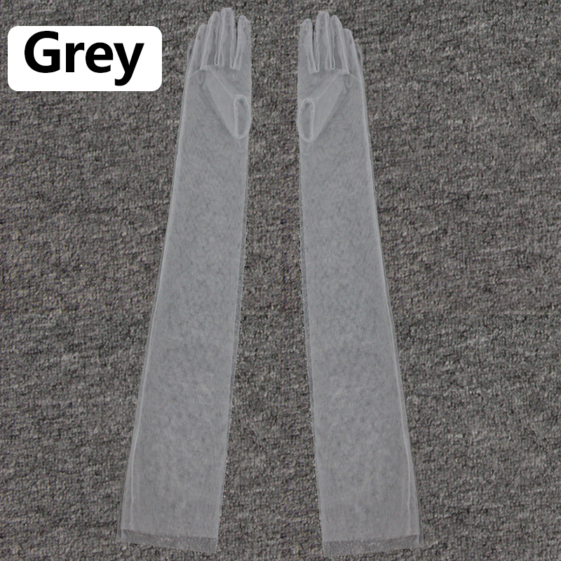 Lange transparente Tüll handschuhe ultra dünne dehnbare Voll finger handschuhe Mesh Ellenbogen Hochzeit Braut handschuhe Halloween Zubehör: Rot
