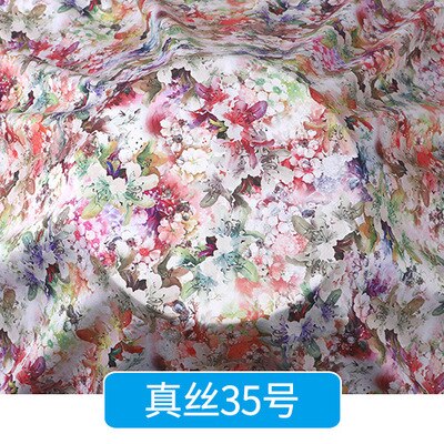 Chinese Zijde Stof Door De Meter Pure Zijde Katoen Hoogwaardige Voor Jurk Bloemen Rok Cheongsam Flower Gedrukt Zachte brocade Naaien: Silk 35