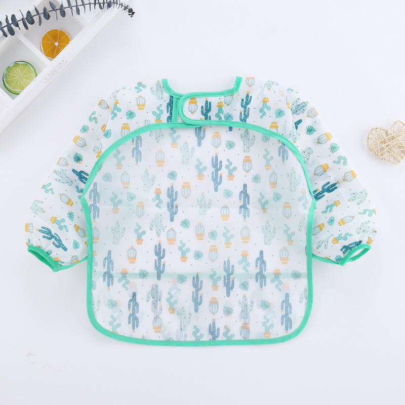 Unisex Infant Kleinkind Baby Smock Fütterung Zubehör Wasserdicht Cartoon Lange Ärmeln Lätzchen Spuck Tücher Kinder