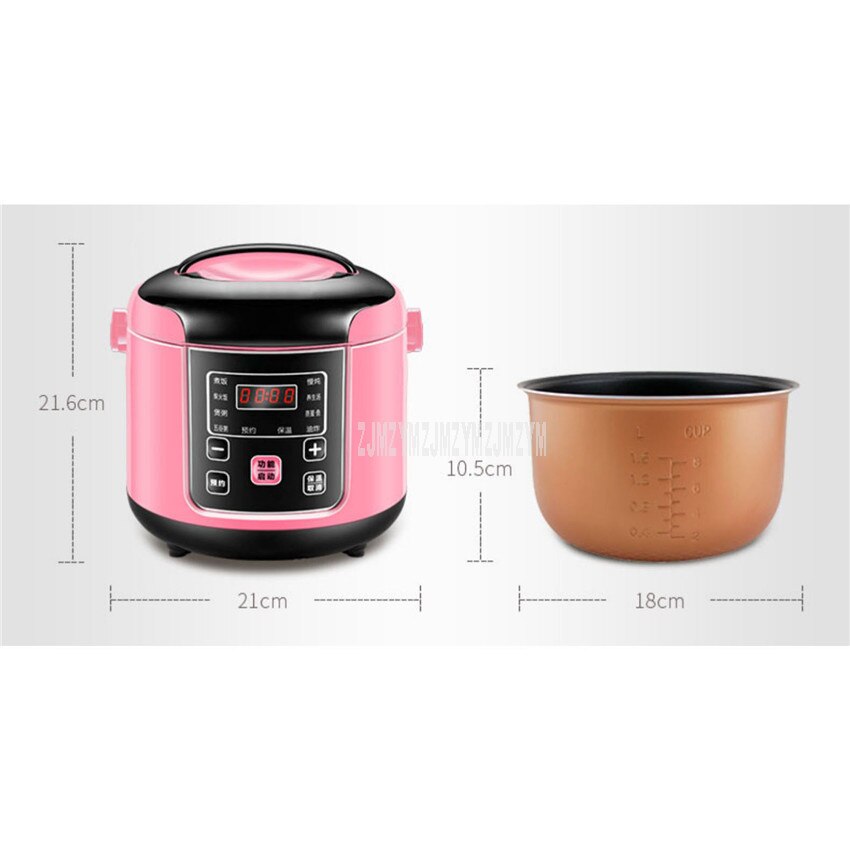 2L Mini Intelligent Electric Rice Cooker Non-stick Inner Tank 2-4 Person Household Soup Congee Rice Cooking Machine 220V Y-MFB6