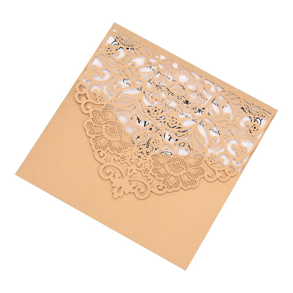10pcs Floral Pattern Wedding Invitations Cards Pearl Paper Wedding Cards Invitation with Blank Inner Sheet for Wedding Birthday