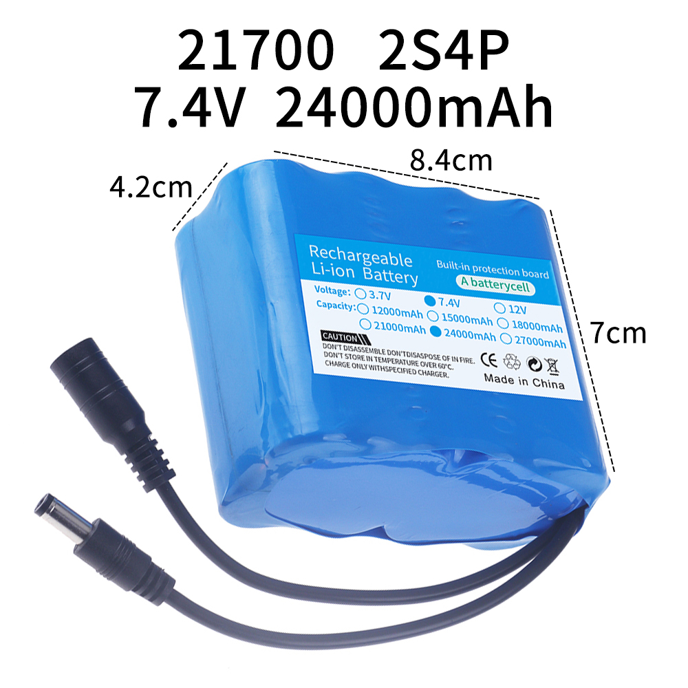 7.4v lithium-batterier 6000/12000/18000/24000 mah 21700 2s bådbatterier til fjernstyrede agnbåde, agnfodringsbåd: Grøn