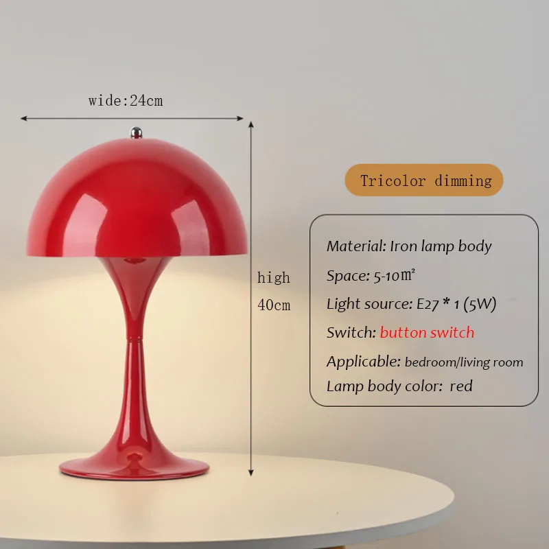 Nordic Danish Table Lamp Home Bedroom Bedside Light Lantern Medieval Dimming Touch Night Light Decor Desk Lamp: Red
