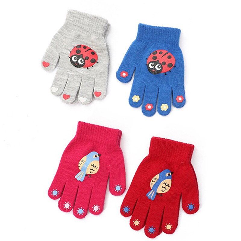 Kinderen Kids Winter Warm Thicken Handschoenen Meisjes Jongens Peuter Leuke Vogel Wanten Imitatie Kasjmier Vinger Handschoen Voor 6-12yeas