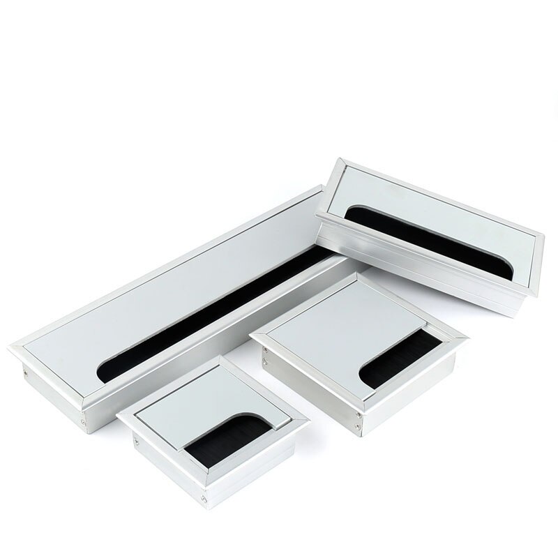 1PCS Aluminium Alloy Grommet Cable Hole Cover With Black Brush For Computer Table Cable Outlet Port Wire Rack Organizer