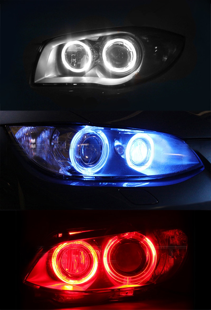 2 st bil angel eyes halo ringljus canbus 6w 12v vita röda blå angel eyes strålkastare för bmw  e90 e91 3 serie 325i 328i 335i