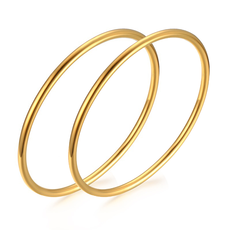 Brazalete de acero inoxidable de Color dorado para mujer, pulsera de joyería , brazalete liso, pulsera apilable, para chicas jóvenes: Blanco / Color oro puro