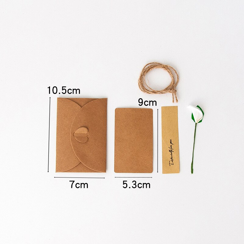3Pcs Mini Envelope Vintage DIY Kraft Paper Invitation Greeting Card W/ Handmade Dry Flower Wedding Party Invitation Card: model b