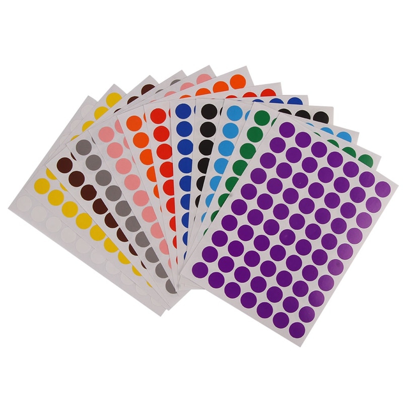 12 Sheets/Pack 10mm Circle Round Color Coded Adhesive Label Dot Sticker