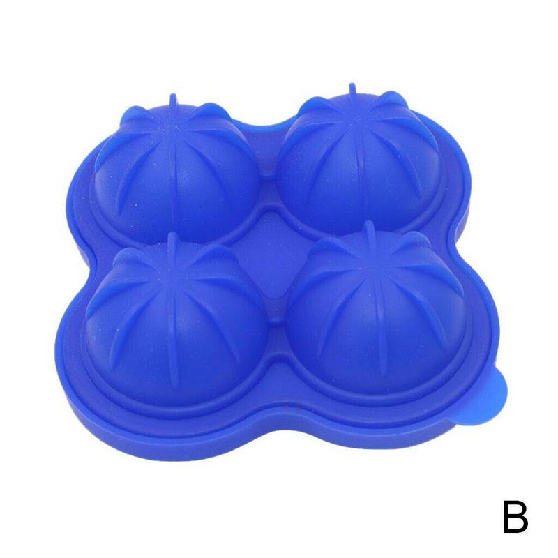 Spherical Ice Cube Tray 4 Cubes Silicone Ice Cube For Ice Maker With Cold Whiskey Cocktail Party Drink Lids mold Y7Y8: One-size-Navy blue