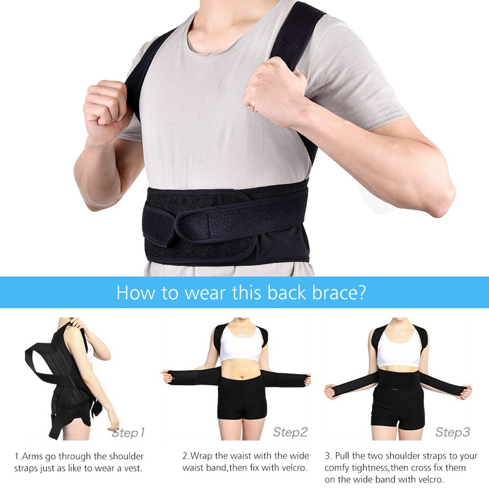 Justerbar korset rygbøjle kropsholdning korrektion bælte sport krop ryg skulder støtte corrector