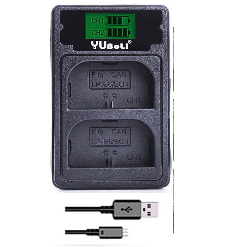 4x2650mAh Li-ion Battery LP-E6 LP-E6N lpe6 LP E6 E6N Batteries for Canon LP-E6 EOS 5DS 5D Mark II Mark III 6D 7D 60D 60Da 70D: charger only