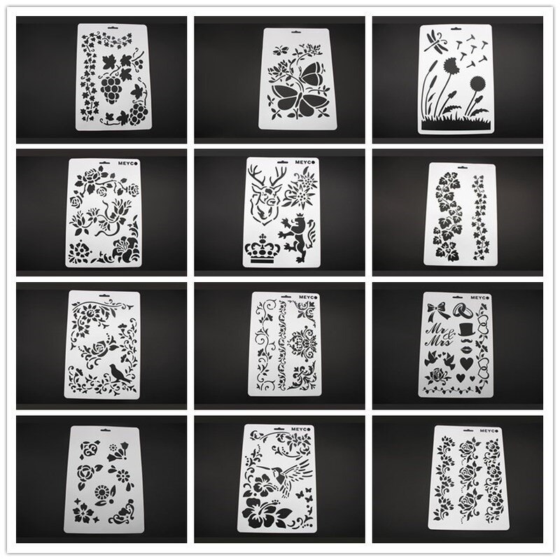 Pochoirs de peinture pour enfants, jolis motifs, papillons, fleurs, animaux, modèle de dessin, pour bricolage, Scrapbook, Journal, carnet de notes, décor