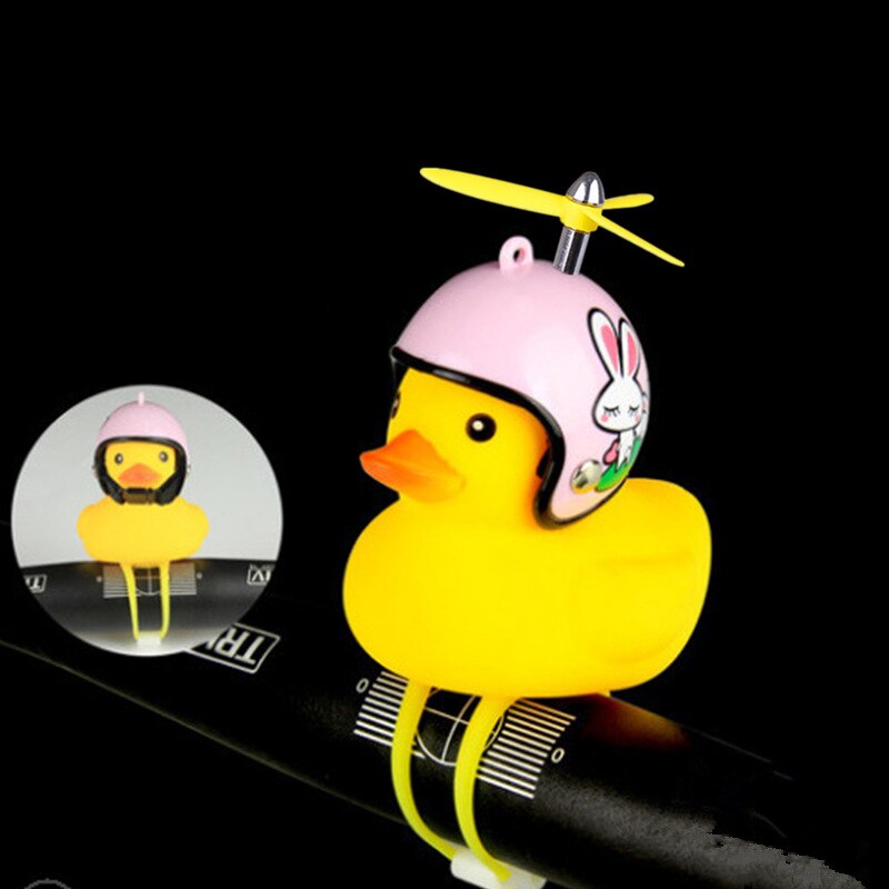 Funy Animal Bicycle Light Cartoon Little Yellow Duck Helmet Head Light Shining Duck Bicycle Bells Handlebar Bicycle Accessories: J