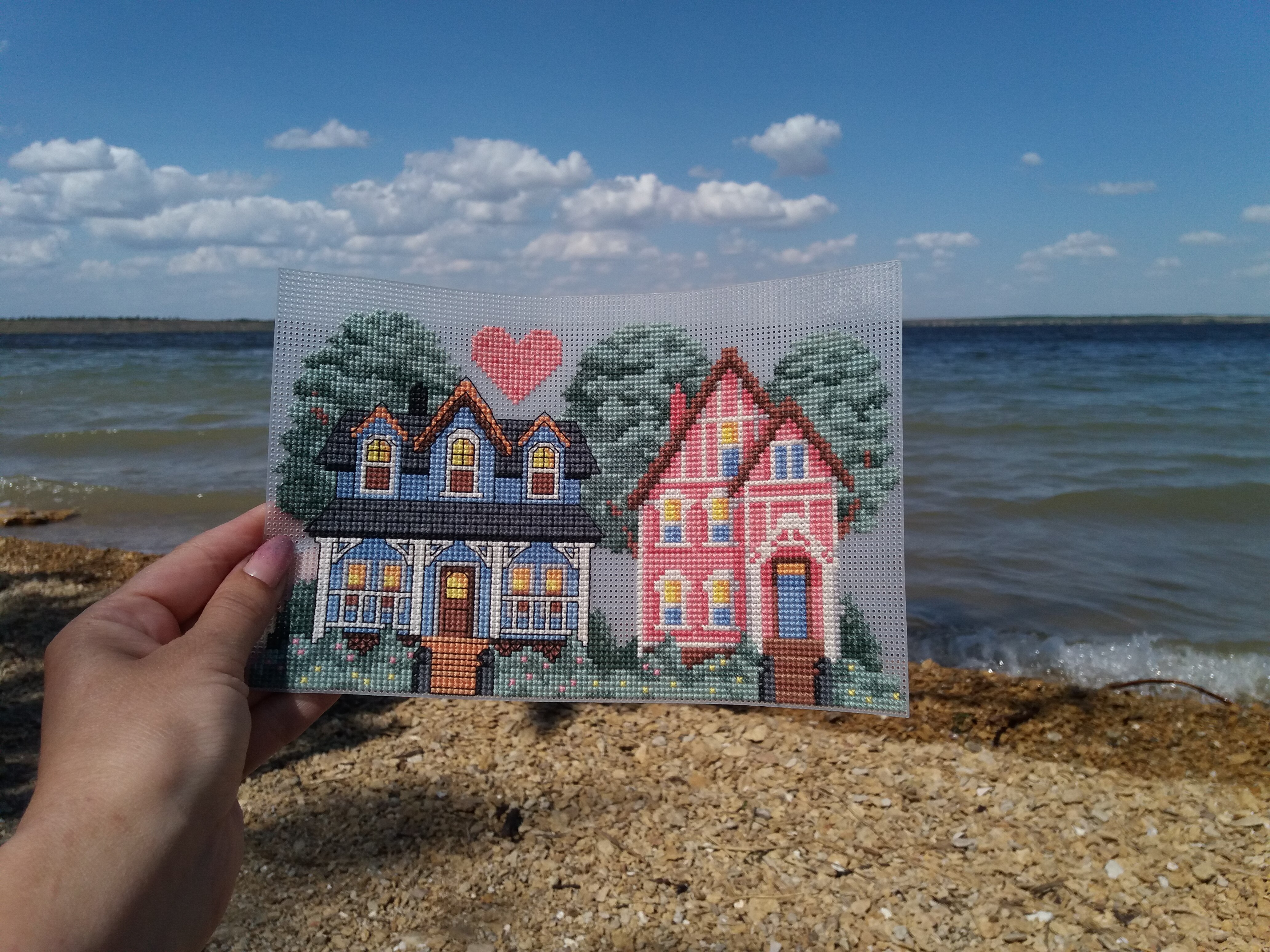 Plastic Cross Stitch Home Decoration Landscape Welcome COUNTED CROSS STITCH BANNER KIT 14 Count Embroidery Sets