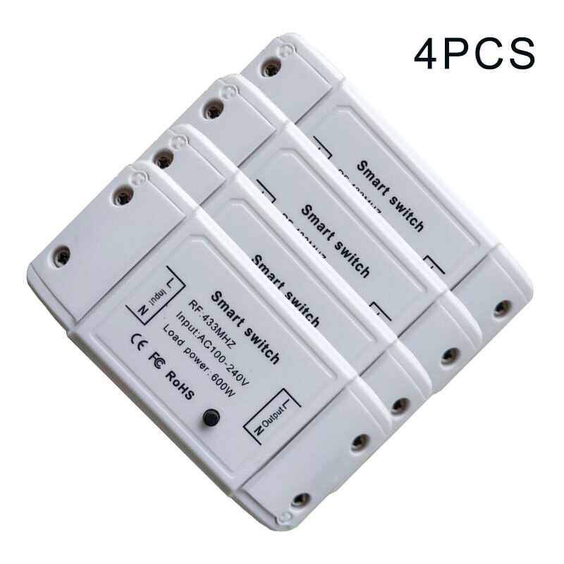 433 RF On-off Device Wireless Receiver Remote Control Switch Smart Home Modification Remote Control Switch With Alexa Google: 4pcs
