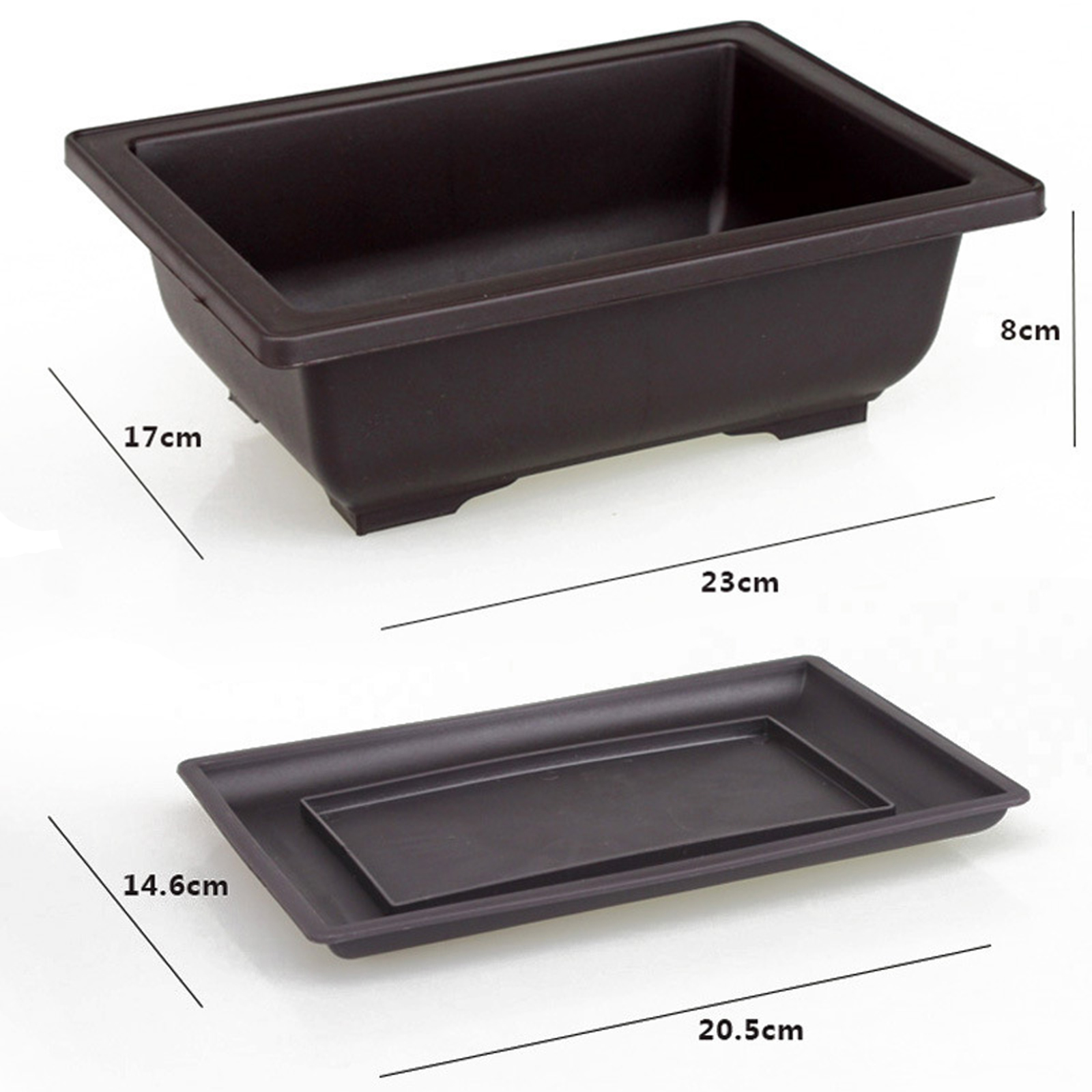 2Pcs Rectangular Square Plastic Flowerpots Imitation Purple Clay Succulent Plants Pots Outdoor Garden Landscape Potted Trays: Blue