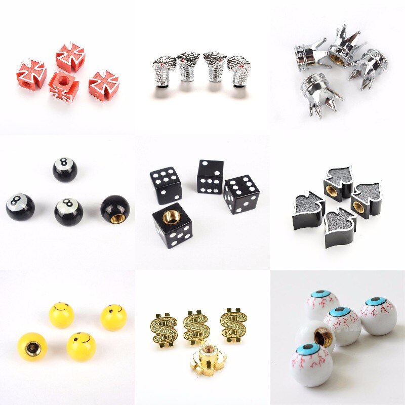 4 Stuks Fiets Ventieldopjes Multi Vormige Bike Tyre Wheel Stem Air Valve Cap Auto Truck Stofdicht Luchtdicht Caps banden Kits