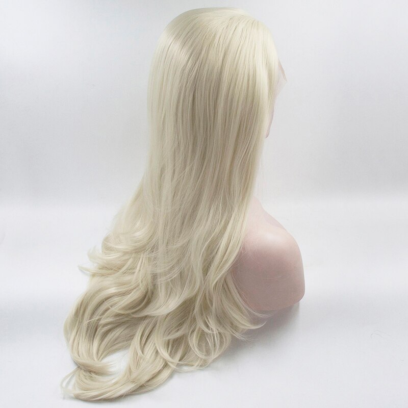Long Ash Blonde Realistic Body Wave Synthetic Lace Front Wig