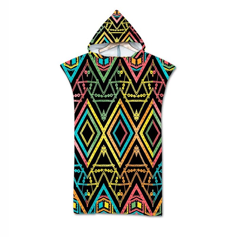 Havlu-toalla con capucha portátil para adultos, capa de toalla de playa con Poncho, estampado geométrico de microfibra, para bañera para nadar, toallas de baño