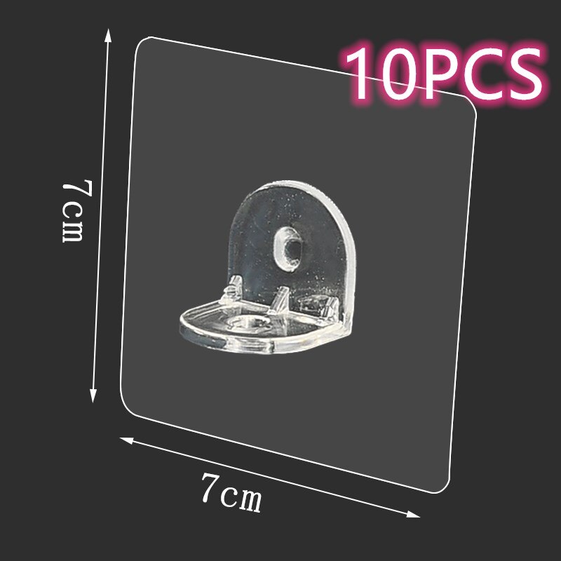 Transparent Strong Self Adhesive Door Wall Hanger Support Shelf Right Angle Support Paste Screw Hook Hanger For Kitchen Bathroom: transparent10pcs