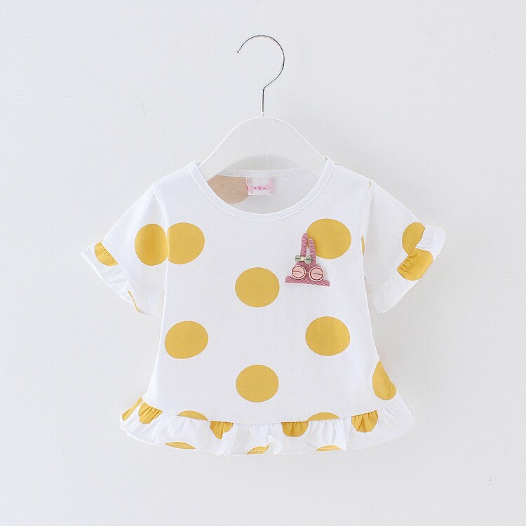 ONS Pasgeboren Baby Meisje Kleding Polka Dot T-shirt Katoen Ruche Zomer Outfits Kleding Tops 0-3Y: YELLOW / 12m