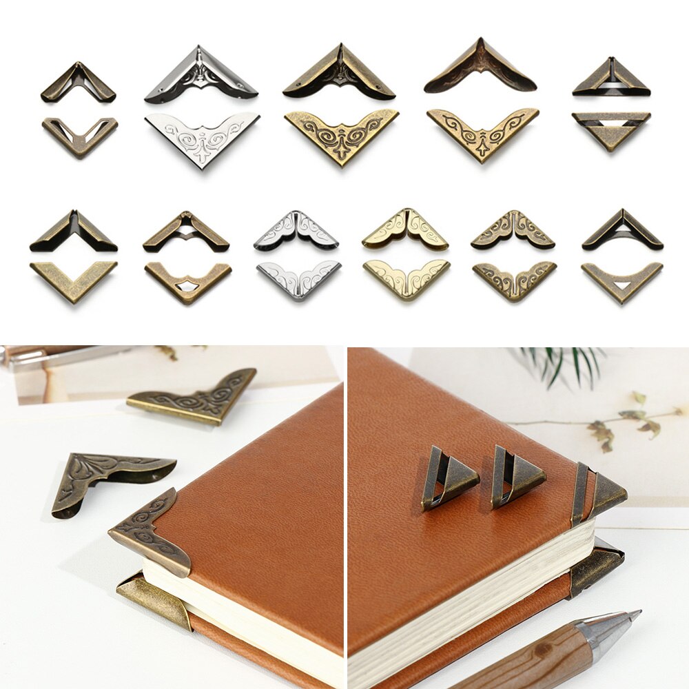 Esquinas de hierro de Metal Retro, Protector de esquina de libro, álbumes de fotos, cubierta de decoración de menú, manualidades DIY, accesorios de álbum de recortes, 4 piezas