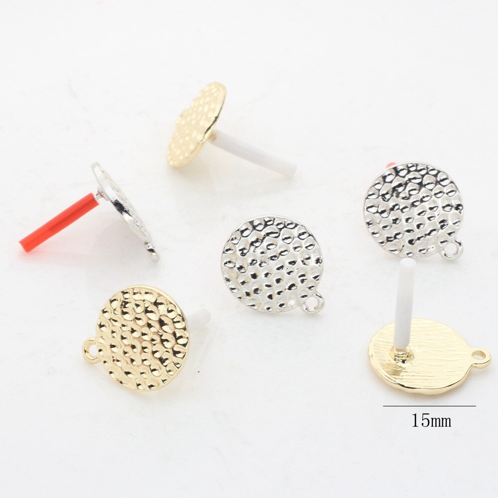 10 stks/partij Zinklegering Stud Oorbellen Ronde Gold Metal Ronde Ripple Oorbellen Connector Voor DIY Oorbellen Sieraden Maken Accessoires